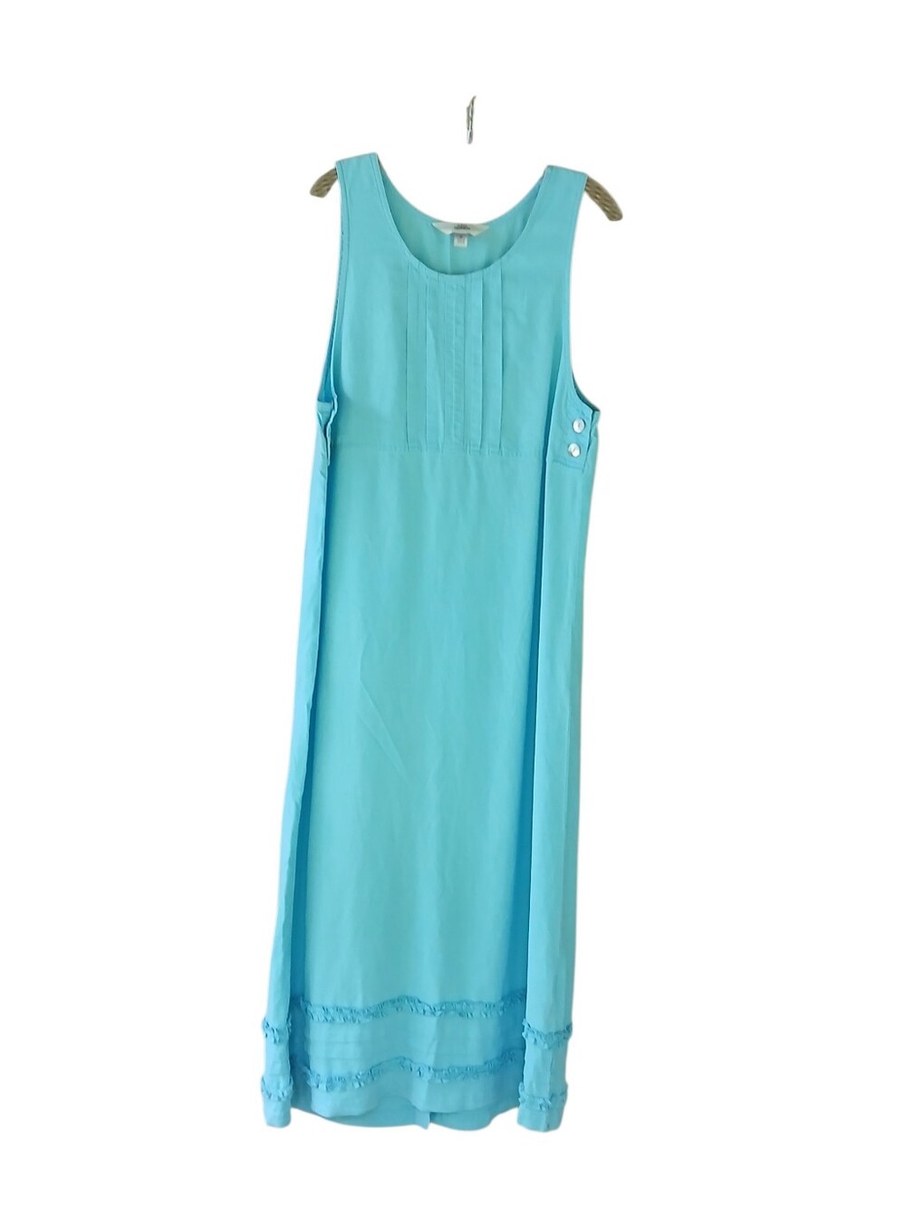Amy K Su Aqua Sleeveless Pleat Front Linen Lyocell Maxi Dress  Medium
